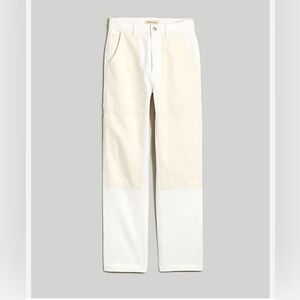 Madewell 90s Straight JeanTwo-Tone cream/white denim Workwear carpenter 27 NWT